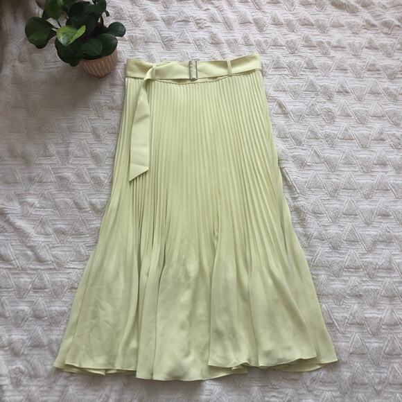 Club Monaco Split Pleated Belted Midi Skirt - Picture 3 of 8